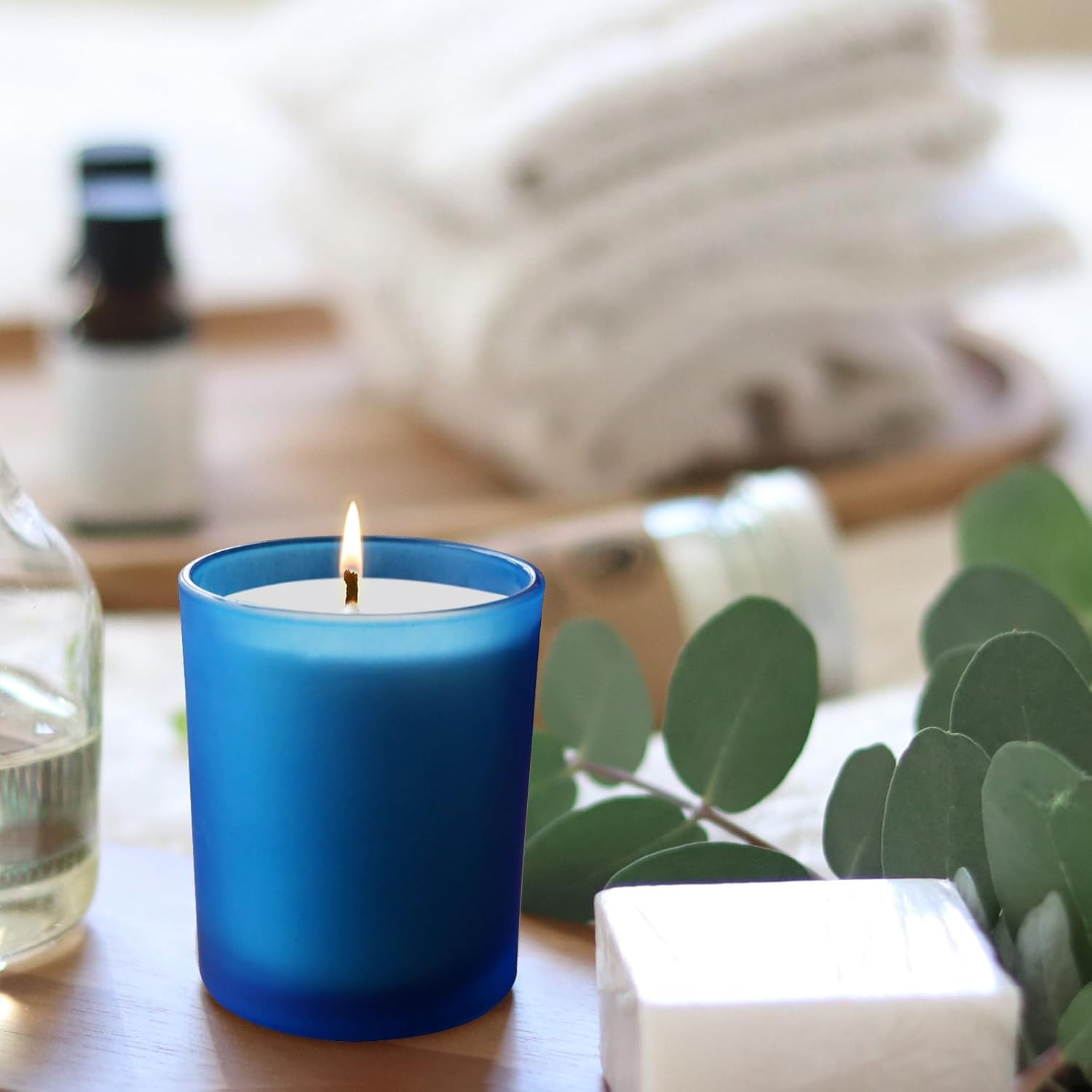 Thick Candle Jars for Making Candles 12 Pcs, 7 OZ Empty Jars with Wood Lids for Candle Making