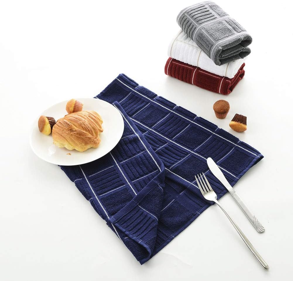 Anyi 100% Cotton Kitchen Towels, Absorbent Dish Towels with Hanging Loop, Soft Kitchen Hand Towels