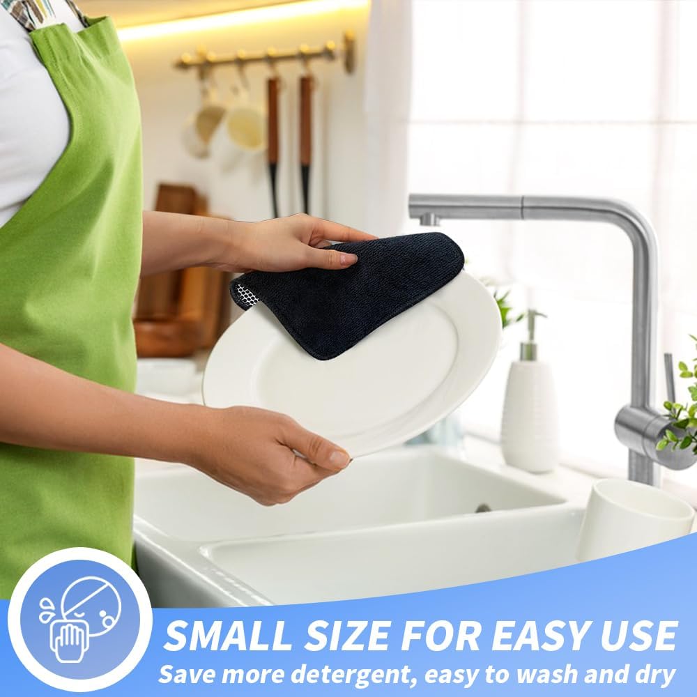KinHwa Kitchen Washcloths for Dishes Absorbent Microfiber Dish Cloths Quick Dry Dish Rags with Poly