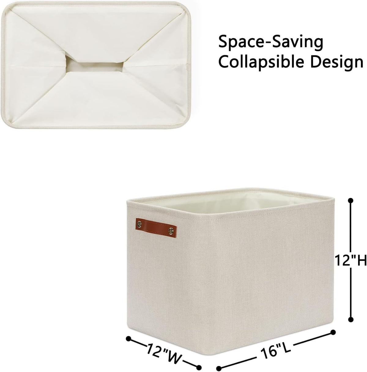 DULLEMELO 2-Pack Large Storage Baskets for Organizing 16"x12"x12" Canvas Fabric Storage Basket Bins