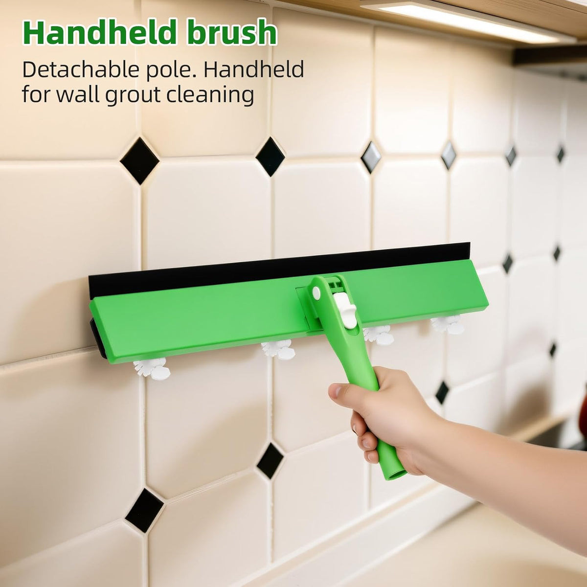 Grout Cleaner Brush with 66'' Long Handle Stiff Bristle Multi-Line Cleaner Adjustable Heads Grout