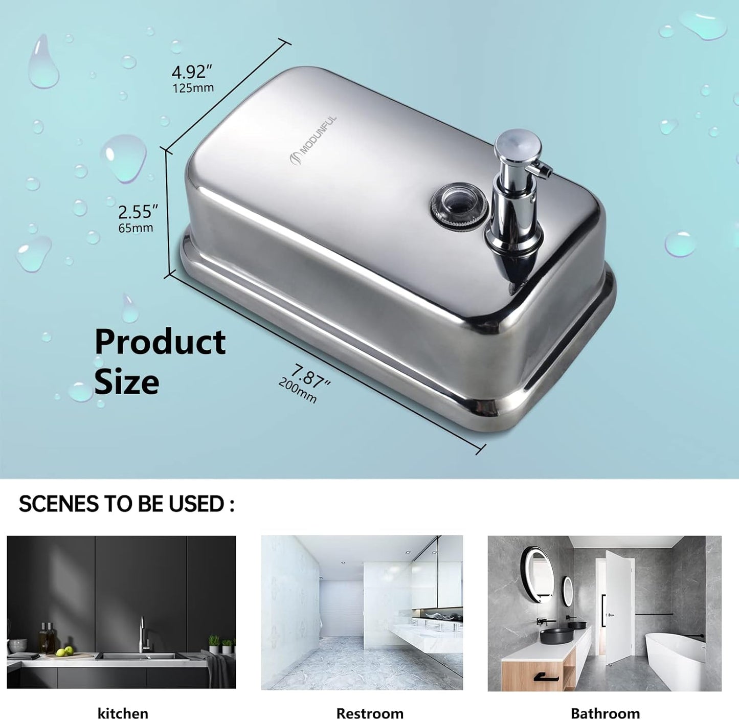 Stainless Steel Soap Dispenser for Home – 16.9oz Wall Mount, Anti-Leak Pump, Brushed Nickel Finish