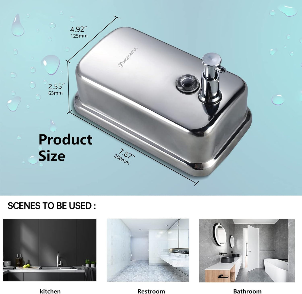 Stainless Steel Soap Dispenser for Home – 16.9oz Wall Mount, Anti-Leak Pump, Brushed Nickel Finish