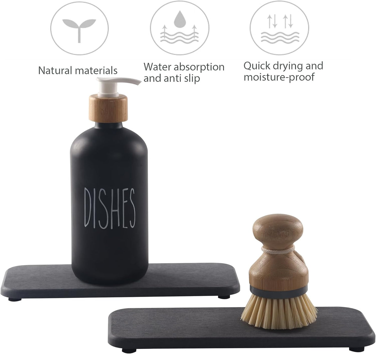 2 Pcs Water Absorbing Stone Trays, Kitchen/Bathroom Sink Soap Dish, Diatomite Tray Used for Hand