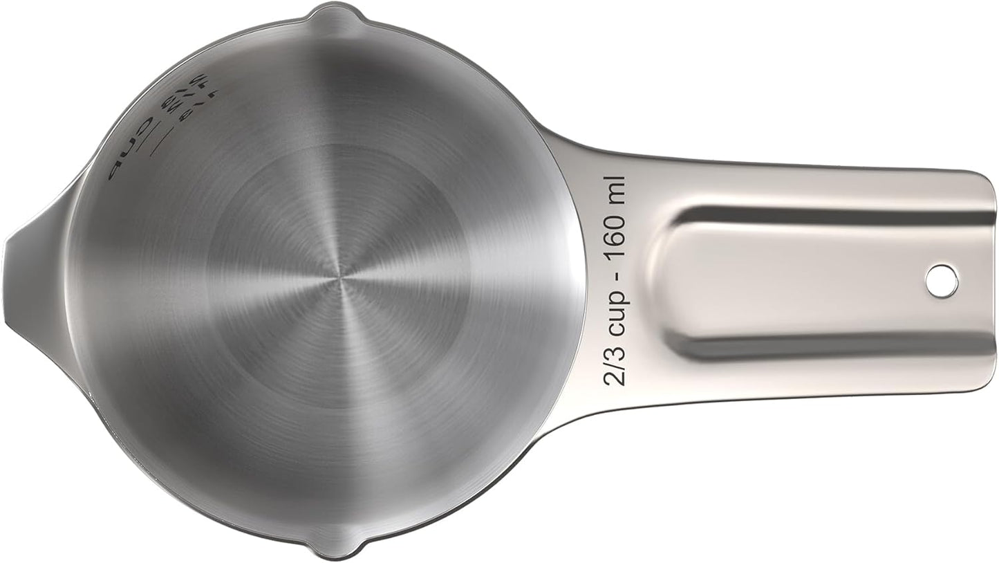 Color Up ⅔ Cup Measuring Cup (160 ml) – Premium Chrome Stainless Steel, Accurate for Wet & Dry