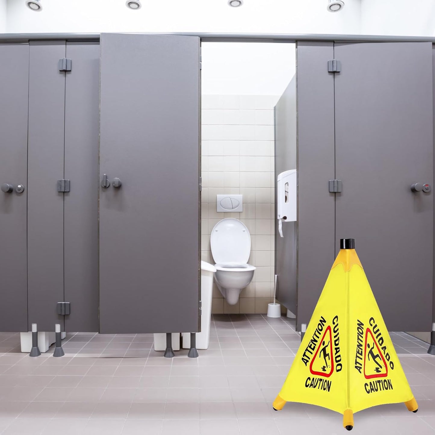 10 Pcs Pop up Wet Floor Sign with Storage Tube 20 Inch Wet Safety Signs Commercial Caution Safety