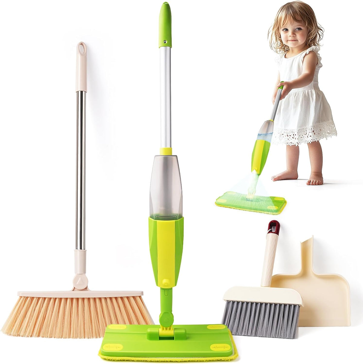 Kids Cleaning Toy Set,Mini Spray Mop Montessori Toys Pretend Play Cleaning Tool for Toddlers with