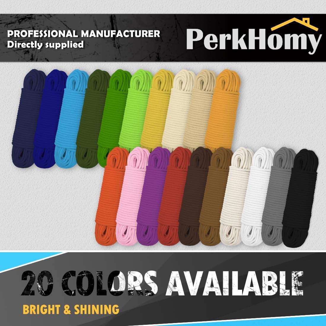 PerkHomy Cotton Rope 3/16" (5mm) 100 ft Multi Purpose Utility Diamond Braided Cord, Natural Cotton