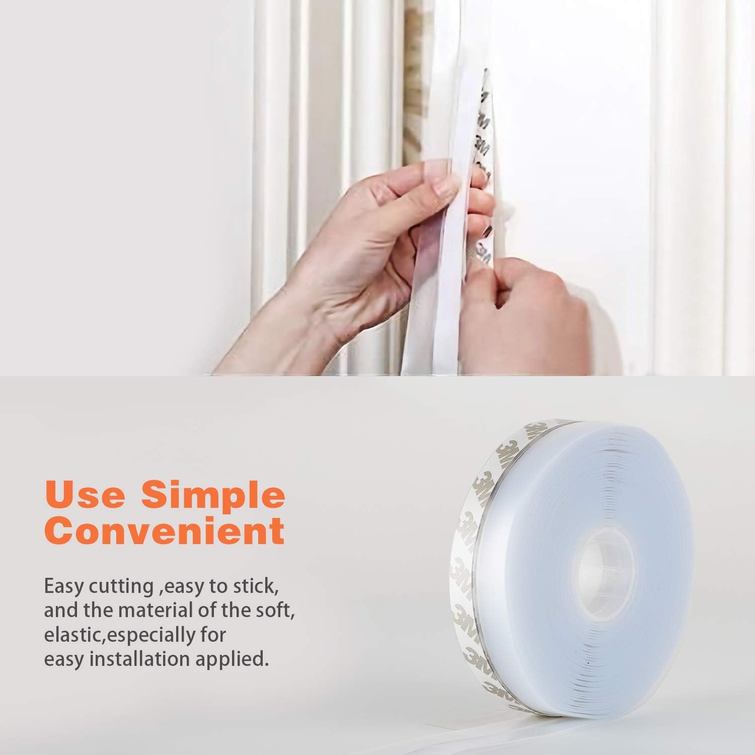 26 Feet Silicone Seal Strip,Door Weather Stripping, Sealing Tape for Door Draft Stopper Adhesive
