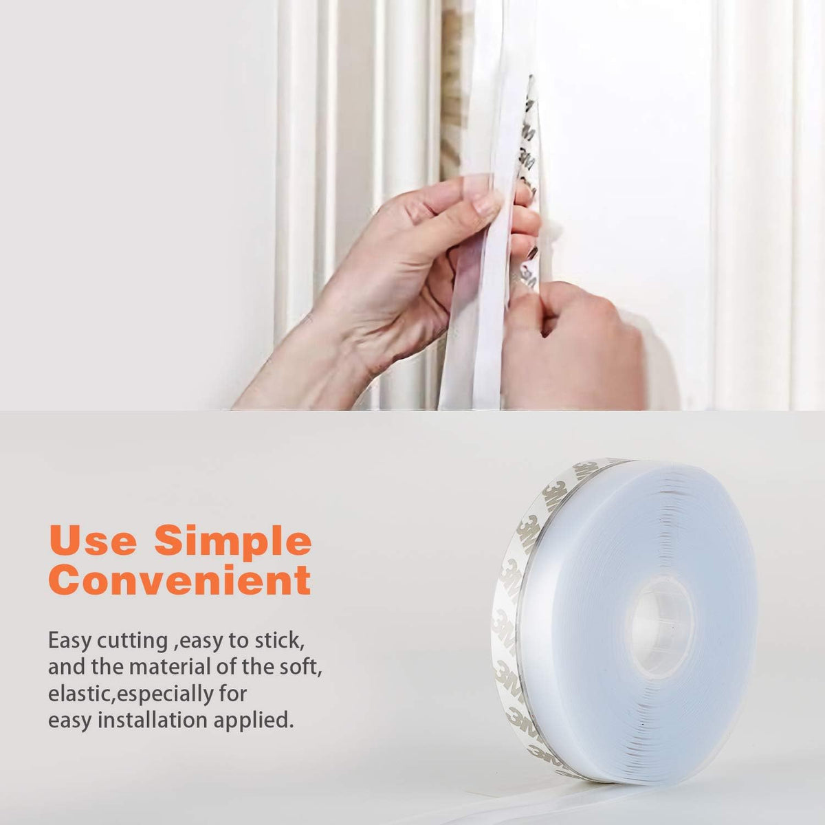 26 Feet Silicone Seal Strip, Door Weather Stripping Window Sealing Tape for Draft Stopper Adhesive