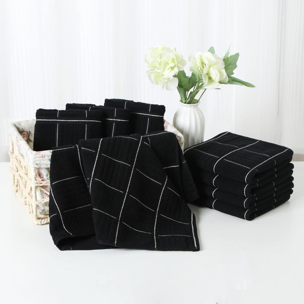 Glynniss Kitchen Towels and Dishcloths Set, Absorbent Dish Towels and Dish Cloths Set for Washing