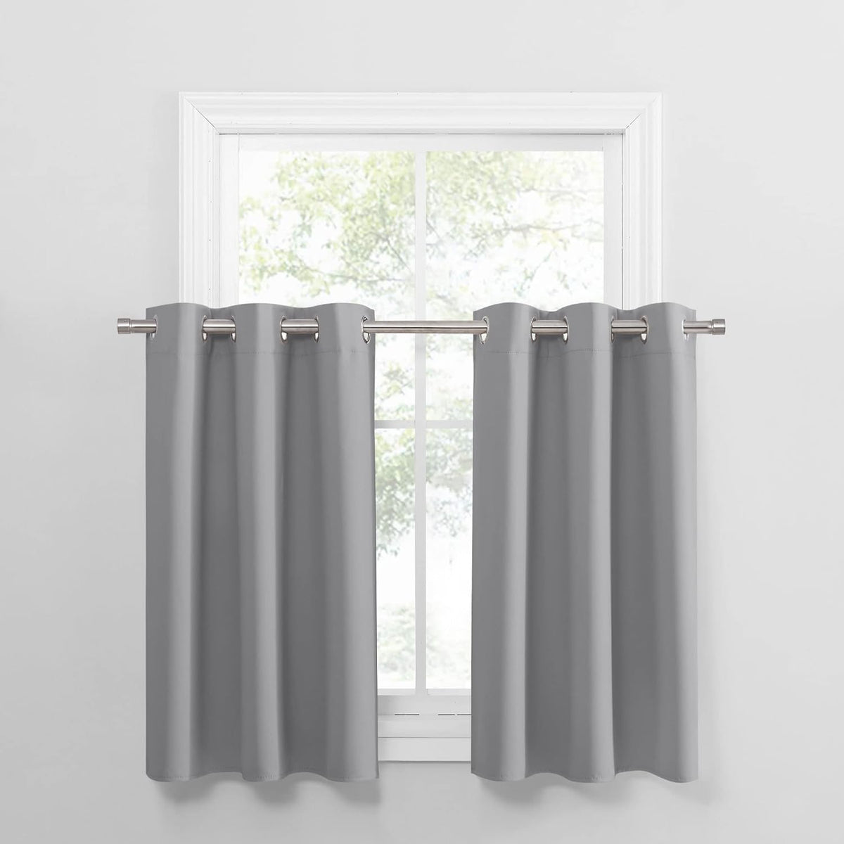 PONY DANCE Short Blackout Curtains for Kitchen, Black Out Thermal Insulated Window Drapes Grommet