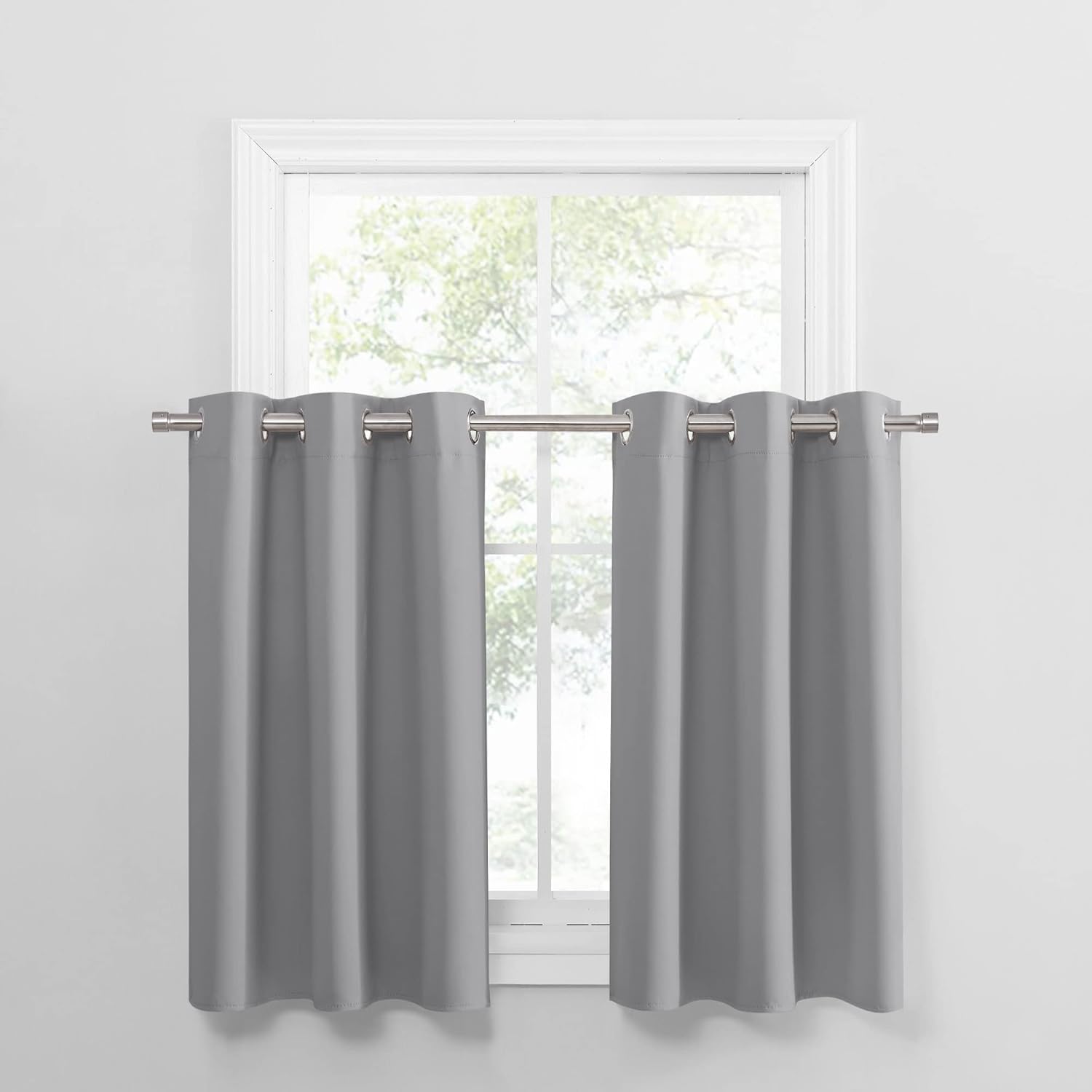 PONY DANCE Short Blackout Curtains for Kitchen, Black Out Thermal Insulated Window Drapes Grommet