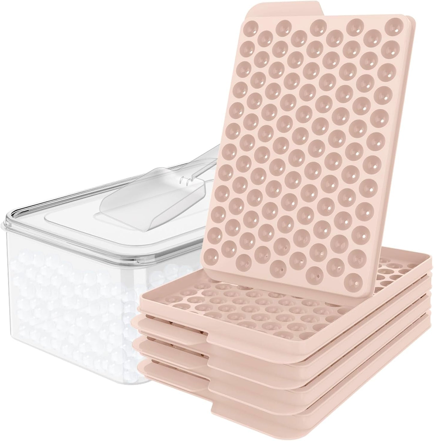 WIBIMEN Mini Ice Cube Trays, Small Tiny Round Pebble Crushed Nugget Ice Trays for Freezer with Lid