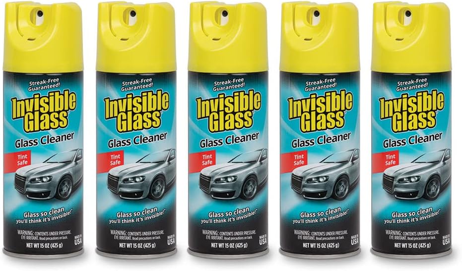 Invisible Glass 91163-5PK Premium Aerosol Glass and Window Cleaner for Auto and Home, Streak-Free