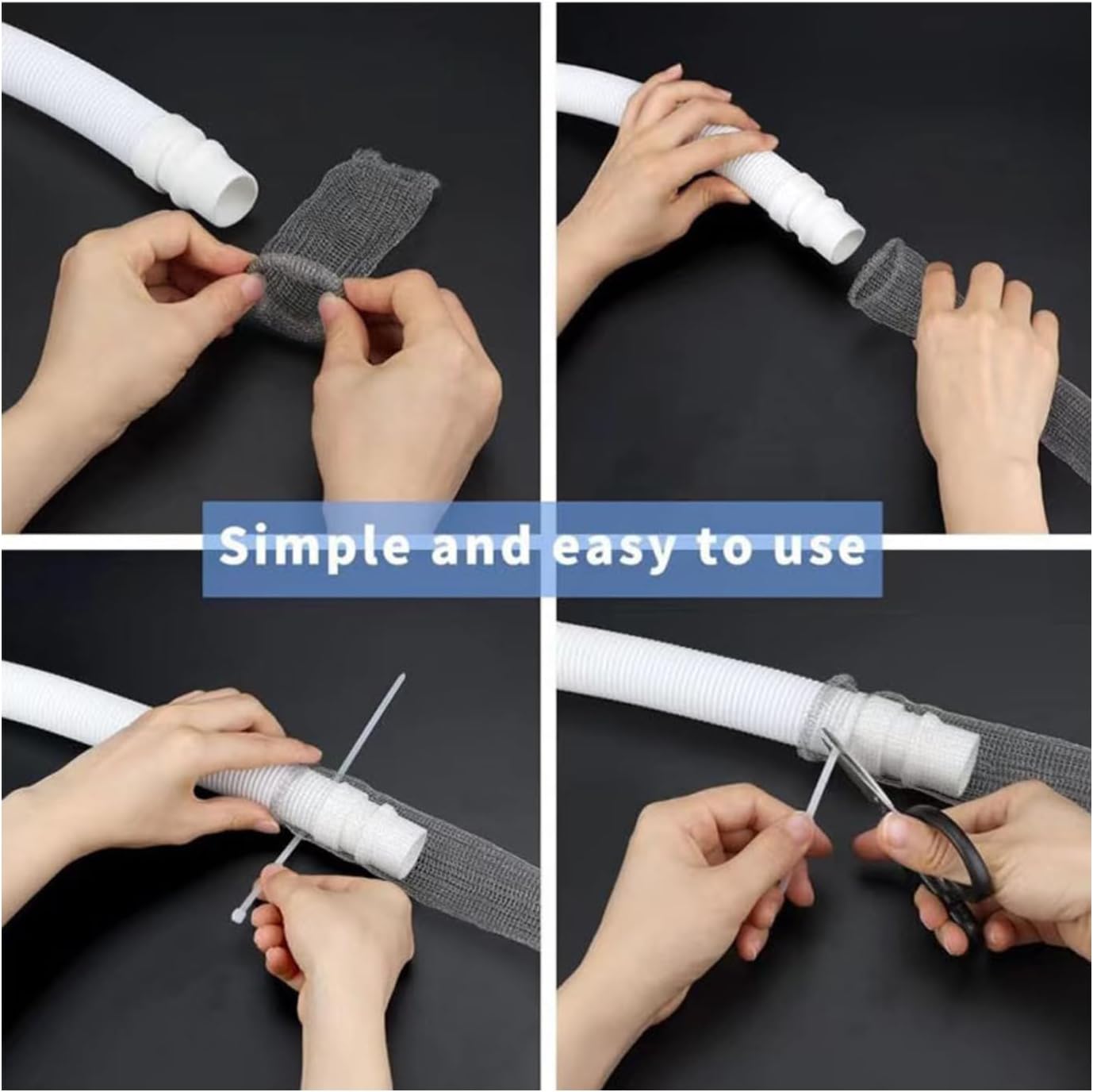 Stainless Steel Lint Traps for Washing Machine Drain Hose – Mesh Filter with Cable Ties for Laundry