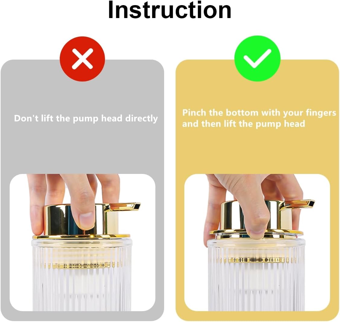 Clear Foaming Soap Dispenser, 12 Oz Glass Foaming Hand Soap Dispenser with Gold Pump, Bathroom