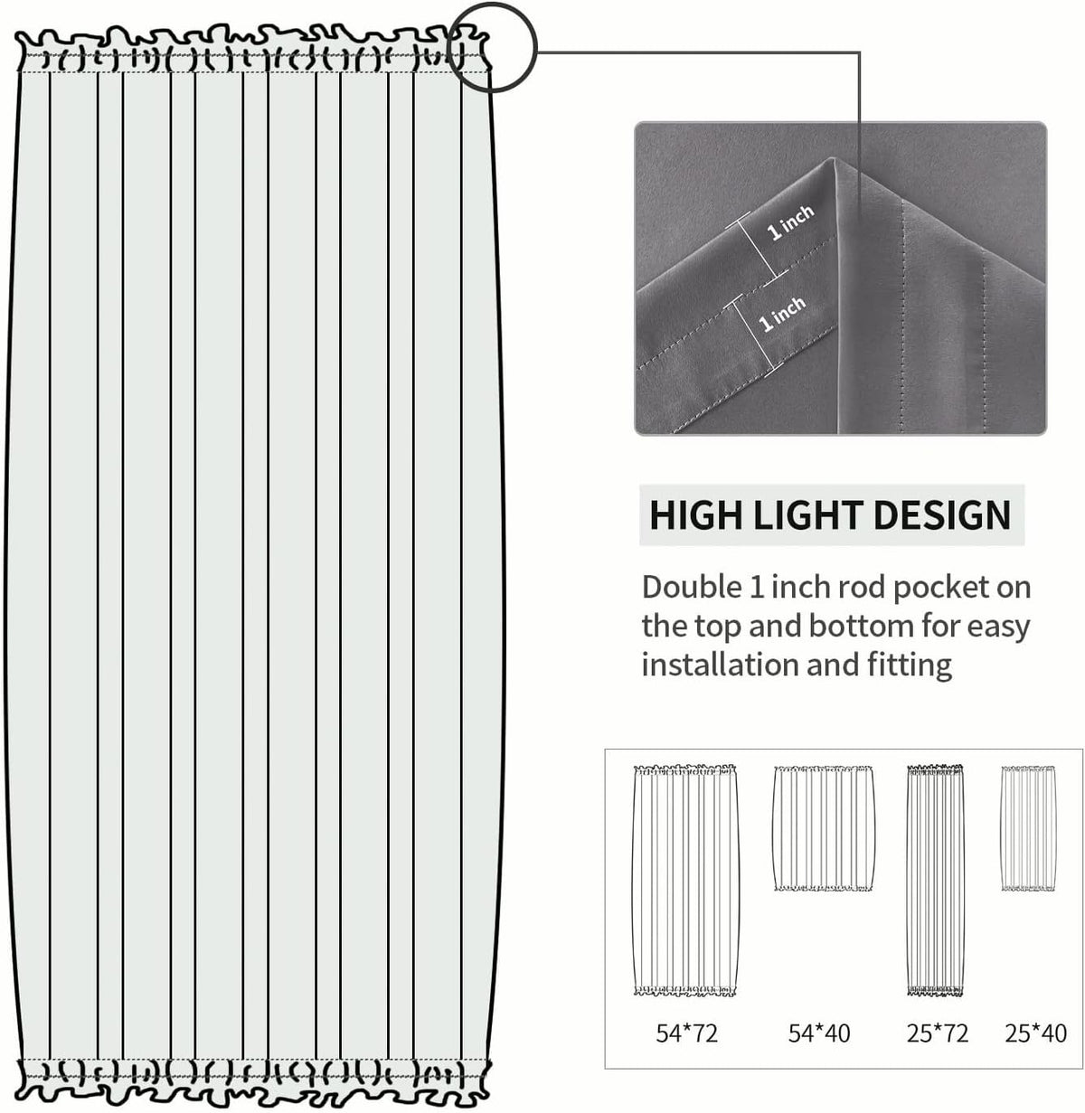 DWCN French Door Curtains – Rod Pocket Thermal Blackout Curtain for Doors with Glass Window
