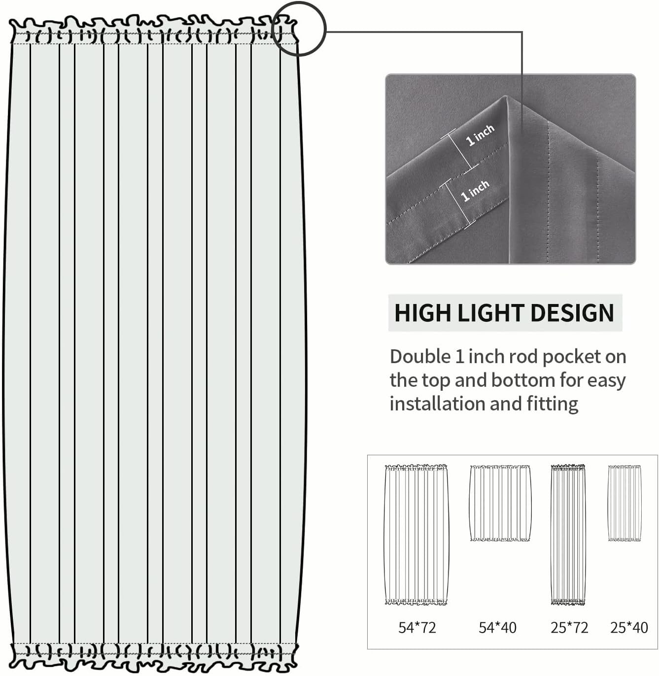 DWCN French Door Curtains – Rod Pocket Thermal Blackout Curtain for Doors with Glass Window