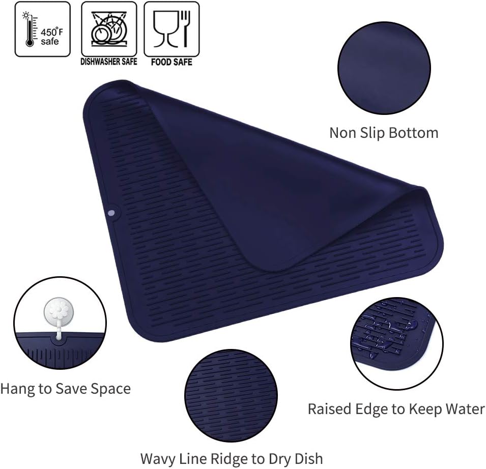 Silicone Dish Drying Mat for Multiple Usage,Easy clean,Eco-friendly,Heat-resistant Silicone Mat for