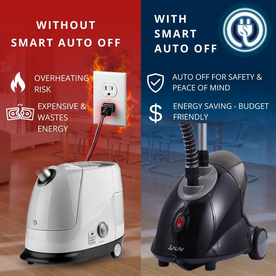 SALAV GS18-DJ Standing Garment Steamer with Smart Auto-Off, Wheels for Easy Movement, 1.8L Water