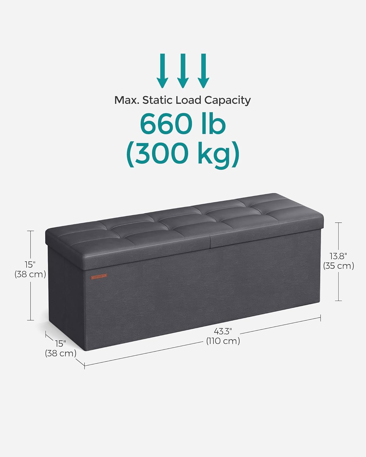 SONGMICS MAZIE Collection - 43 Inches Storage Ottoman Bench with Flipping Lid, Storage Chest with