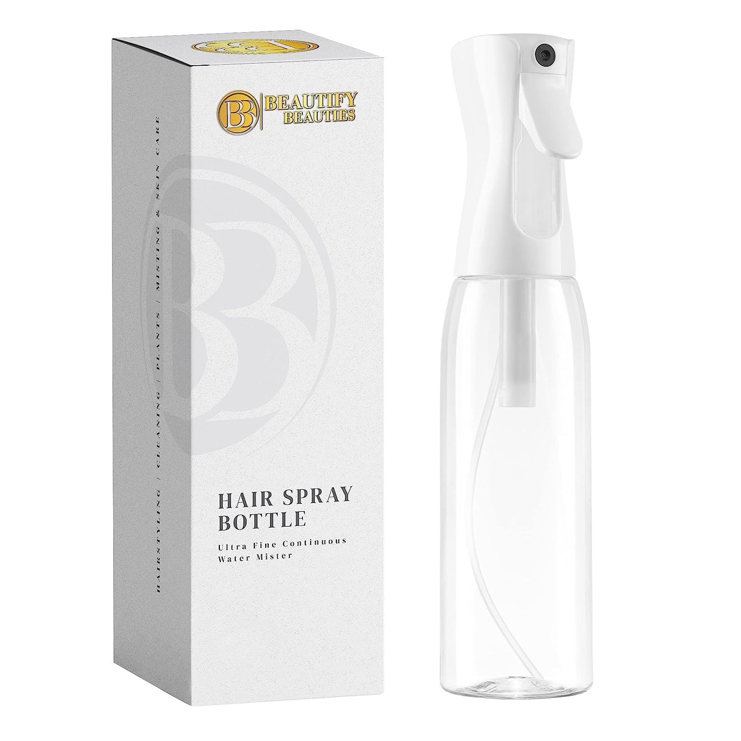 BeautifyBeauties Spray Bottle For Hair – Continuous Mister Spray Bottle for Hairstyling, Cleaning