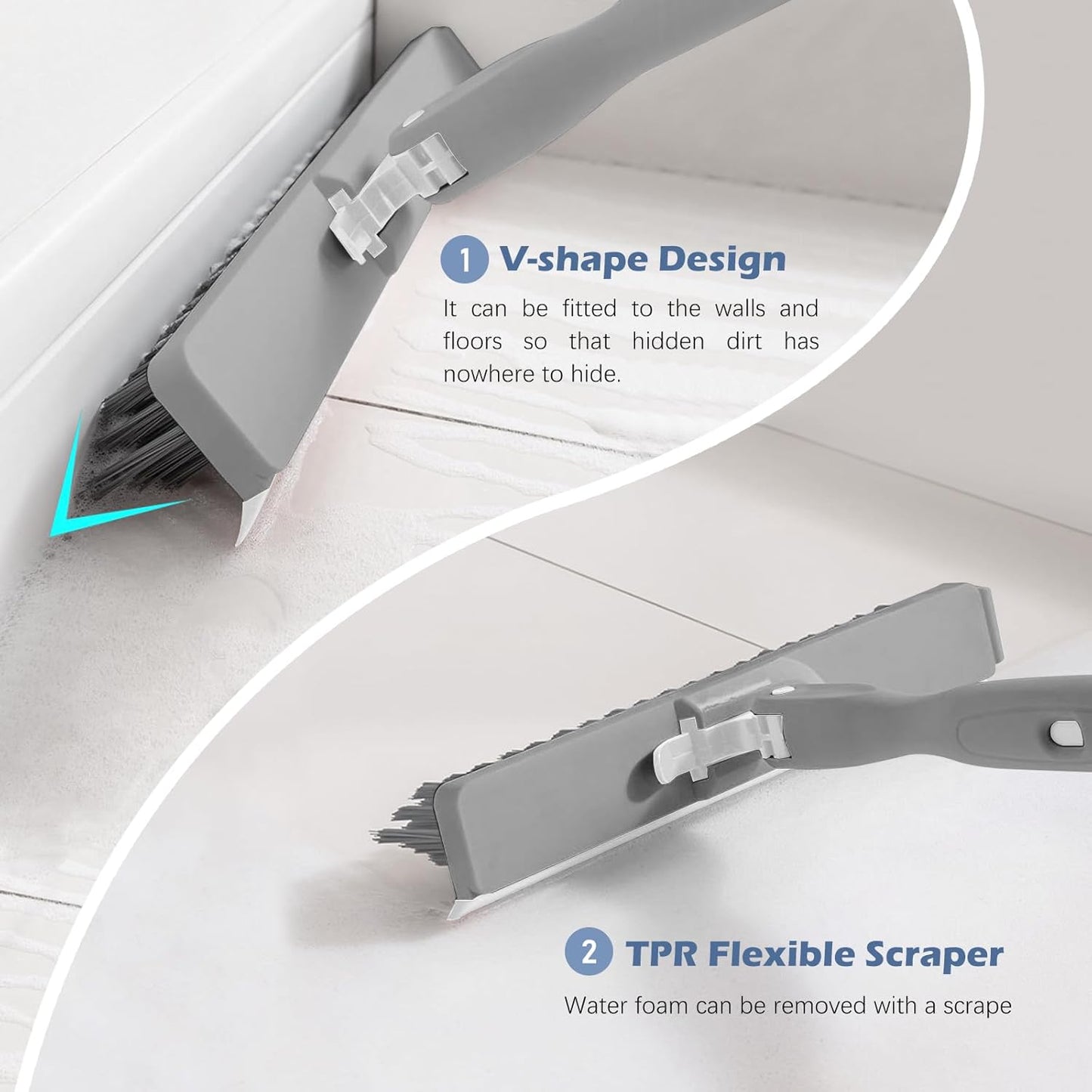 SetSail 4-in-1 Tile Tub Floor Scrubber with 52-inch Long Adjustable Handle Shower Cleaner Brush