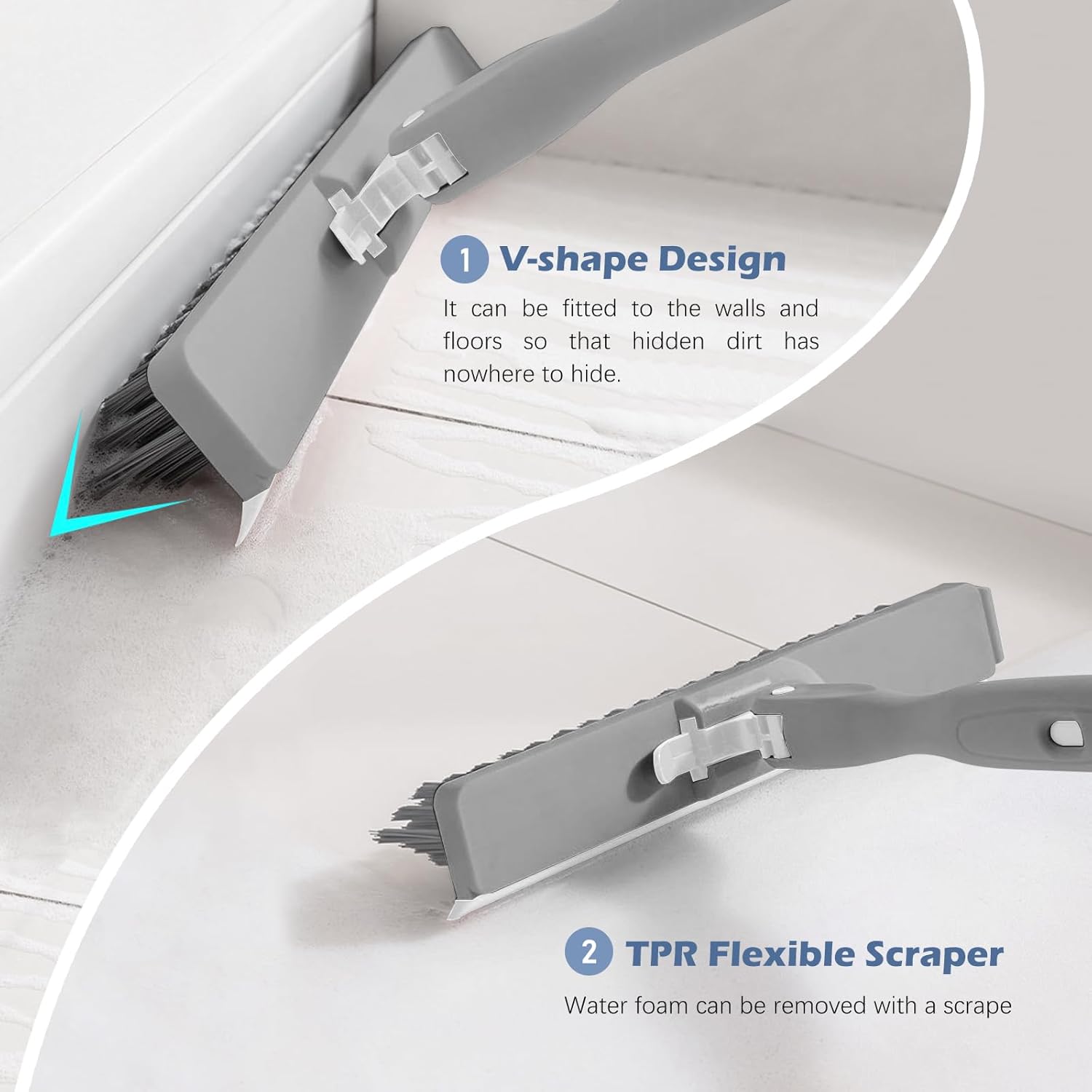 SetSail 4-in-1 Tile Tub Floor Scrubber with 52-inch Long Adjustable Handle Shower Cleaner Brush