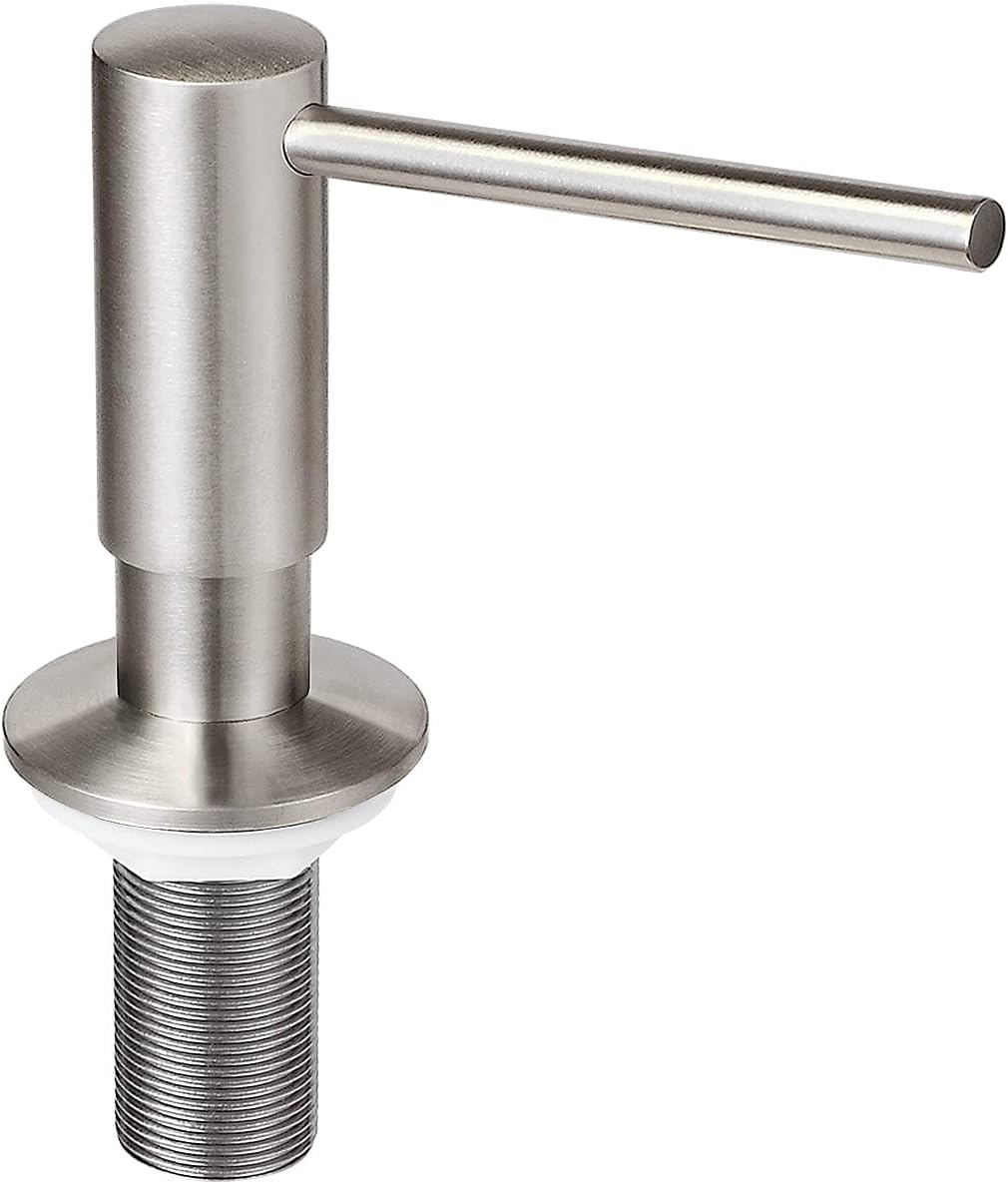Brushed Nickel Built in Soap Dispenser for Kitchen Sink with 17 OZ PET Bottle Brass Pump Head Deck