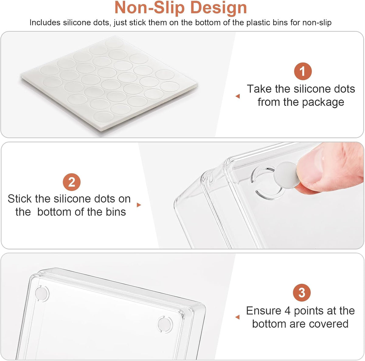 SMARTAKE 6 PCS Clear Plastic Drawer Organizers Set, Large Size Non-Slip Desk Drawer Organizer