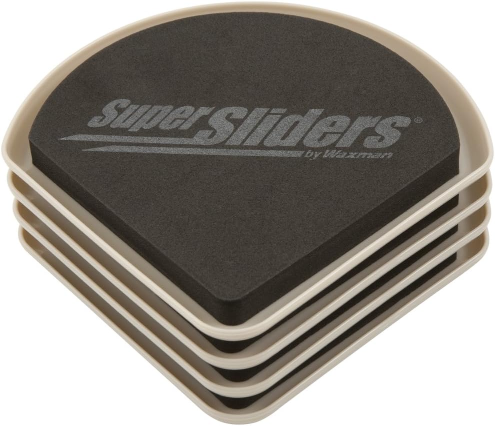 Super Sliders 5 Inch Square Corner Plastic Reusable Furniture Sliders for Carpeted Floors, Durable