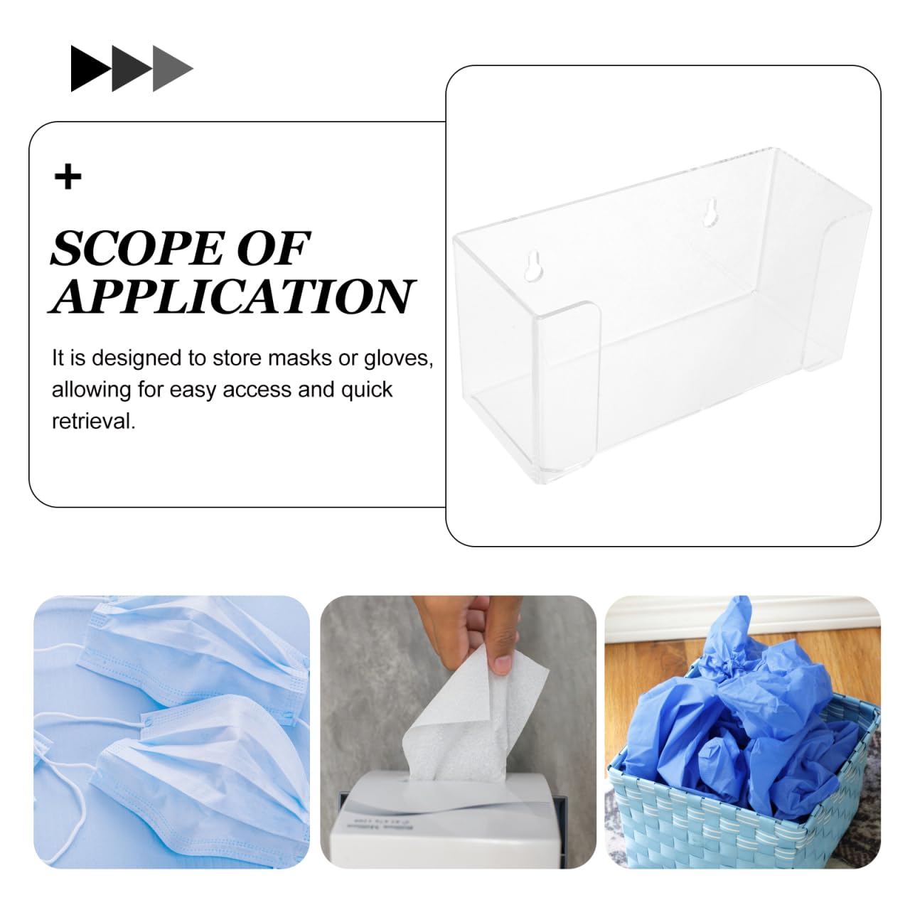 Acrylic Wall Mount Glove Dispenser and Mask Holder Storage Box for Laboratory and Office 2 in 1