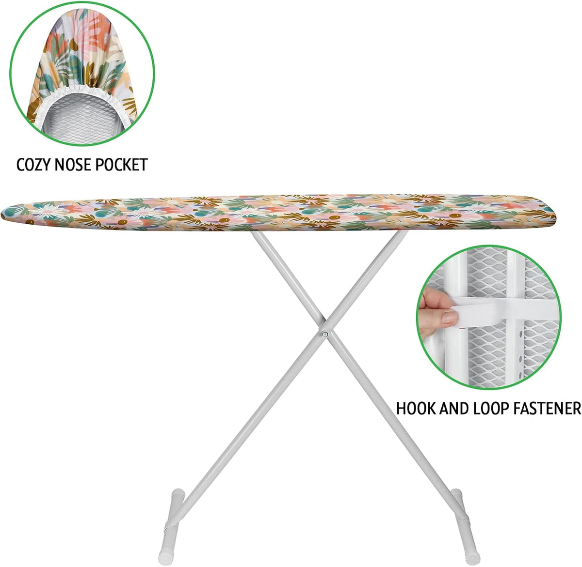 Ironing Board Cover and Pad 15x54 Inch Standard Ironing Board Cover with Elastic Edge and Hook and