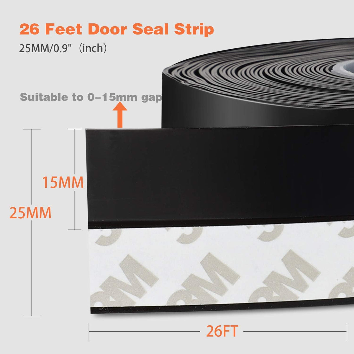 26 Feet Silicone Seal Strip, Weather Stripping Seal Tape for Door, Window & Shower Glass Gaps