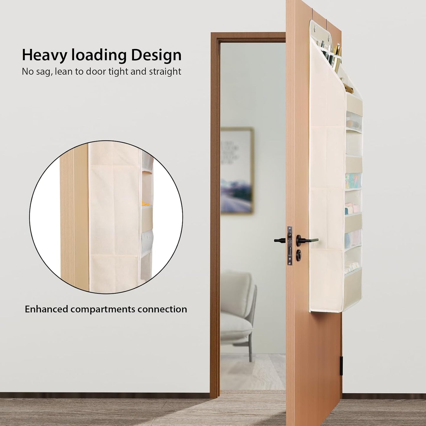 Univivi 5-Shelf Over Door Hanging Organizer Fabric Door Storage with 4 Large Pockets and 3 Small