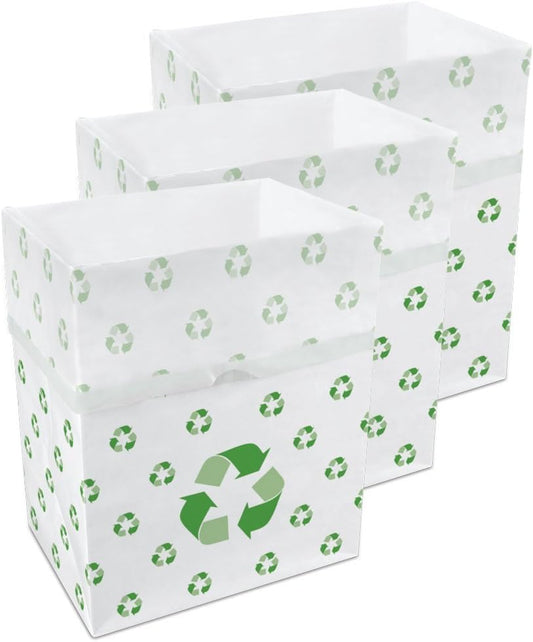 13 Gallon Disposable Pop-Up Trash Cans (3-Pack) with Fitted Bags – Foldable Garbage & Recycling