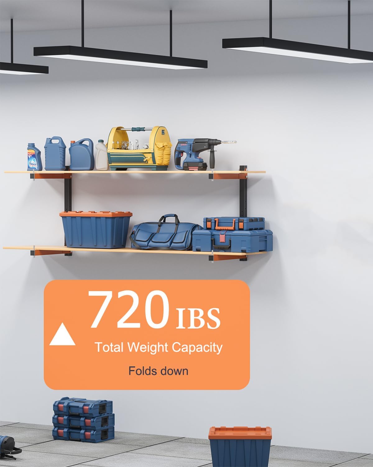 Lumber Storage Rack Wall-Mounted Lumber Racks Heavy Duty Wood Storage Rack with 6-Level Holds Up