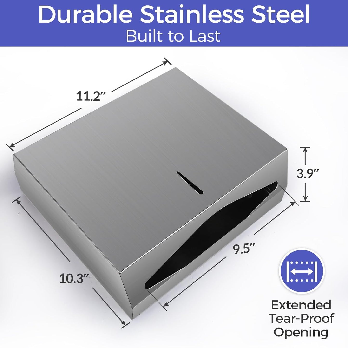 Paper Towel Dispenser Wall Mount, Brushed Stainless Steel Commercial Paper Towel Holder with Lock