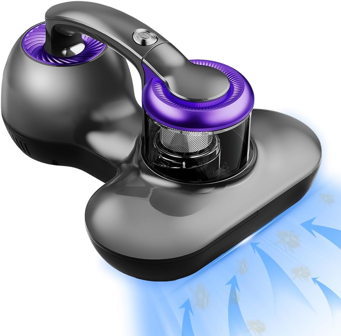 Mattress Vacuum Cleaner, Handheld UV Bed Vacuum Cleaner 16KPa & 12800 Vibrations Per/Min Upgraded
