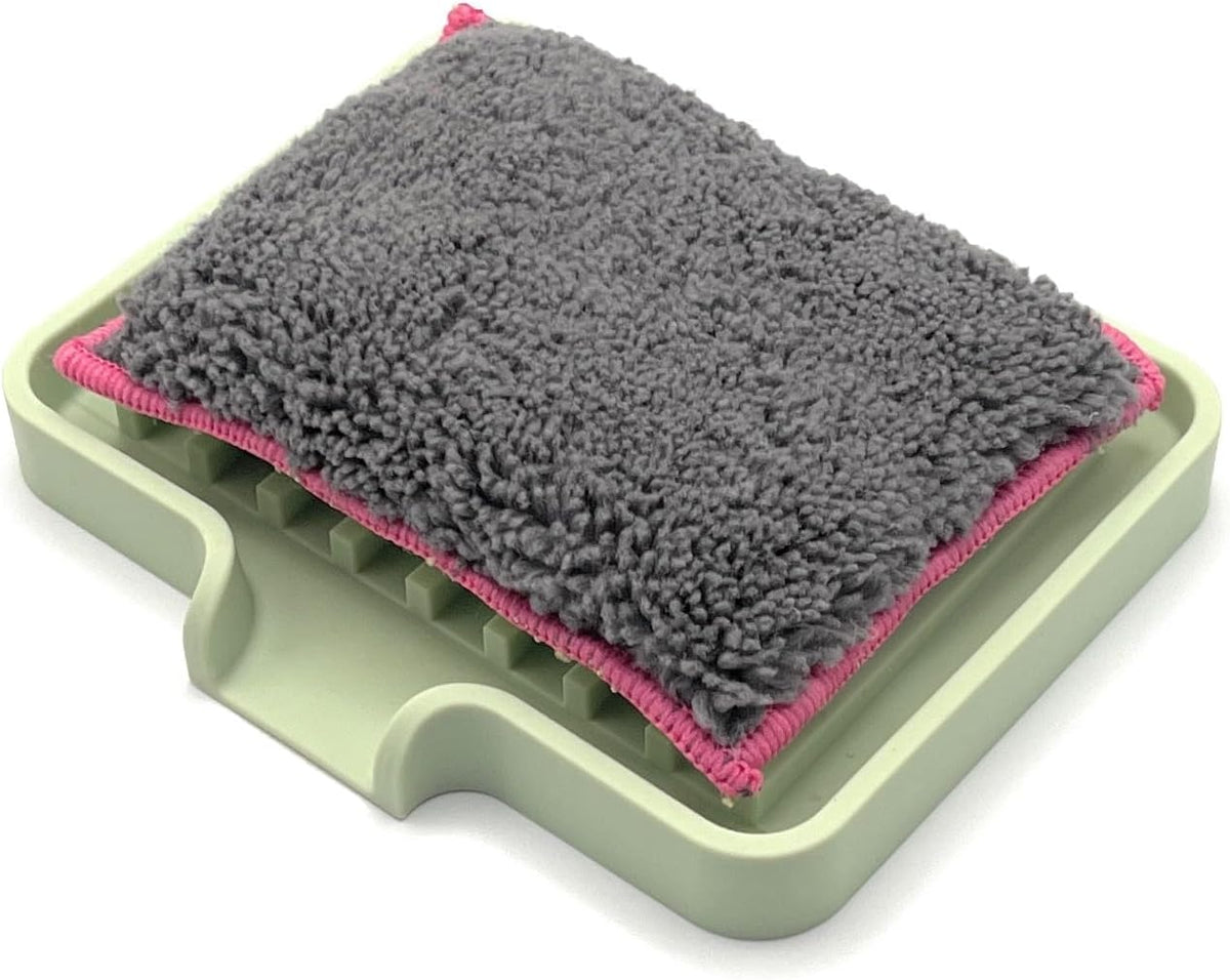 Happitasa Silicone Soap Dish Tray and Sponge Holder with Drain Chute, Pack of 2 | Bathroom and