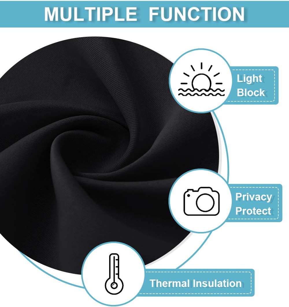 RYB HOME Blackout Curtains 63 inches Long - Energy Saving Insulation Large Window Curtain Blinds