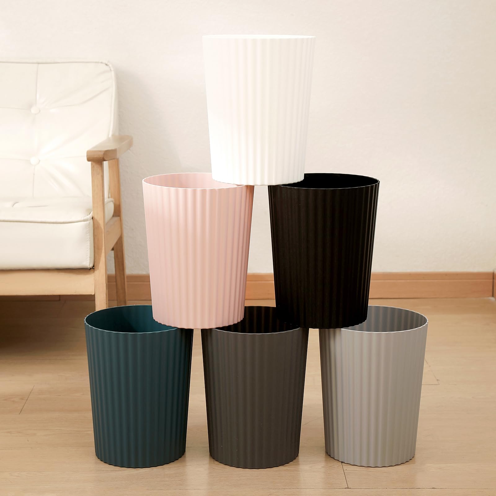 JiatuA Small Trash Can Plastic Wastebasket Round Garbage Container Bin for Bathroom, Kitchen