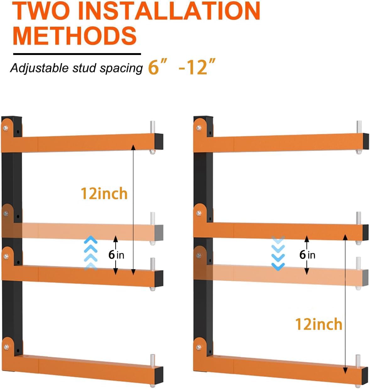 Lumber Storage Rack Wall-Mounted Lumber Racks Heavy Duty Wood Storage Rack with 6-Level Holds Up