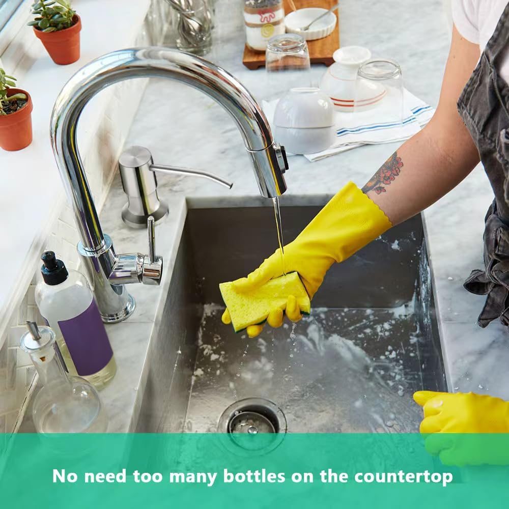 Soap Dispenser for Kitchen Sink, Built in Sink Soap Dispenser (Brushed Nickel), Countertop Soap