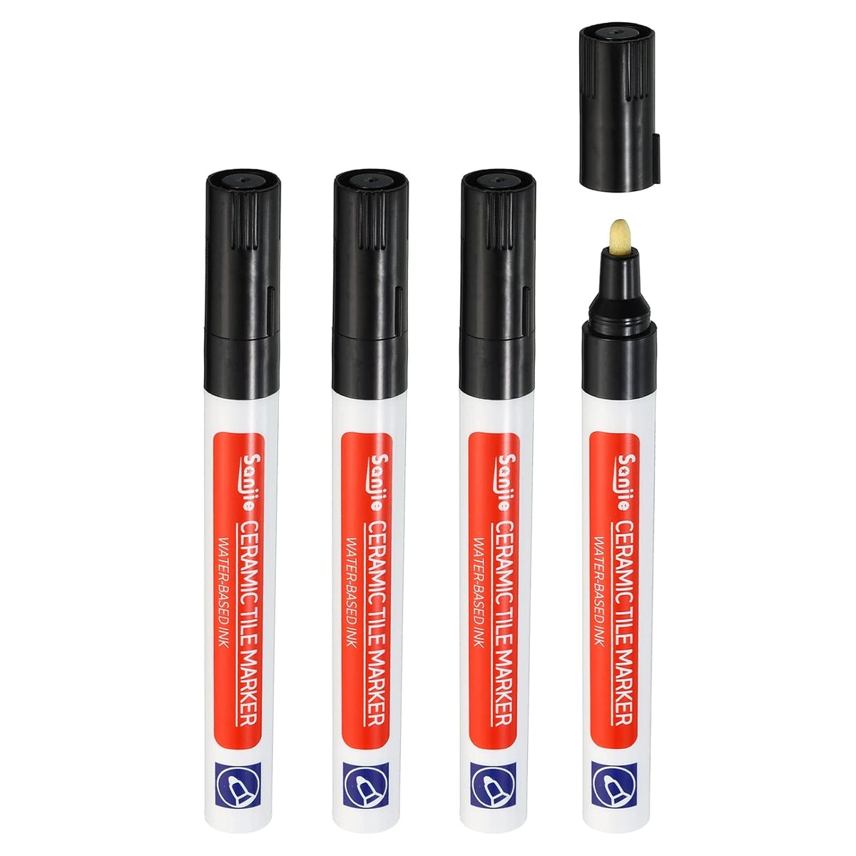 PATIKIL Grout Pen, 4 Pack Black Tile Marker Waterproof Grout Sealer Pen Tile Repair Pens Paint Pens