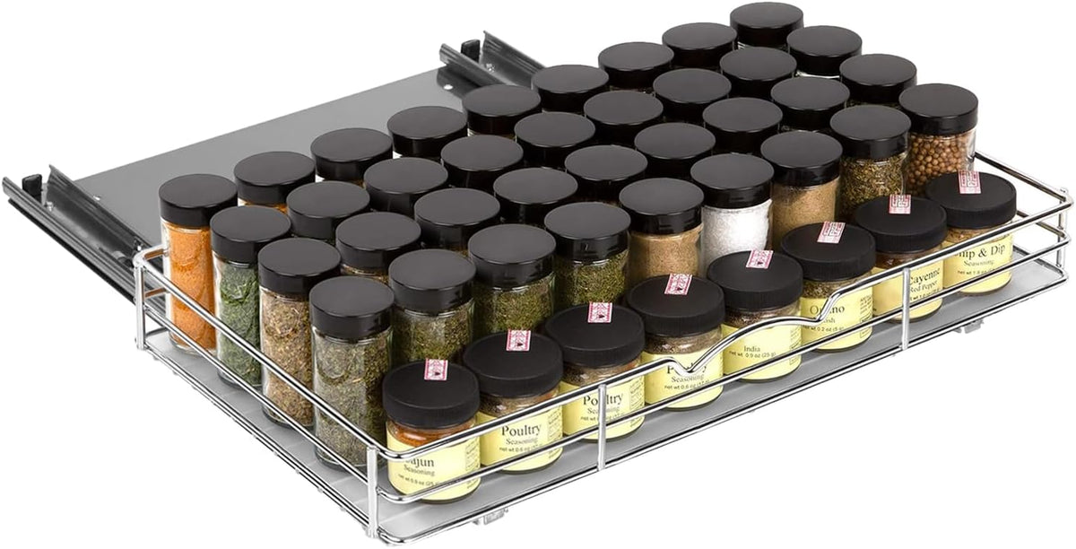 Pull Out Cabinet Organizer for Spices, Cans - Heavy Duty with Lifetime Limited Warranty- Pull Out