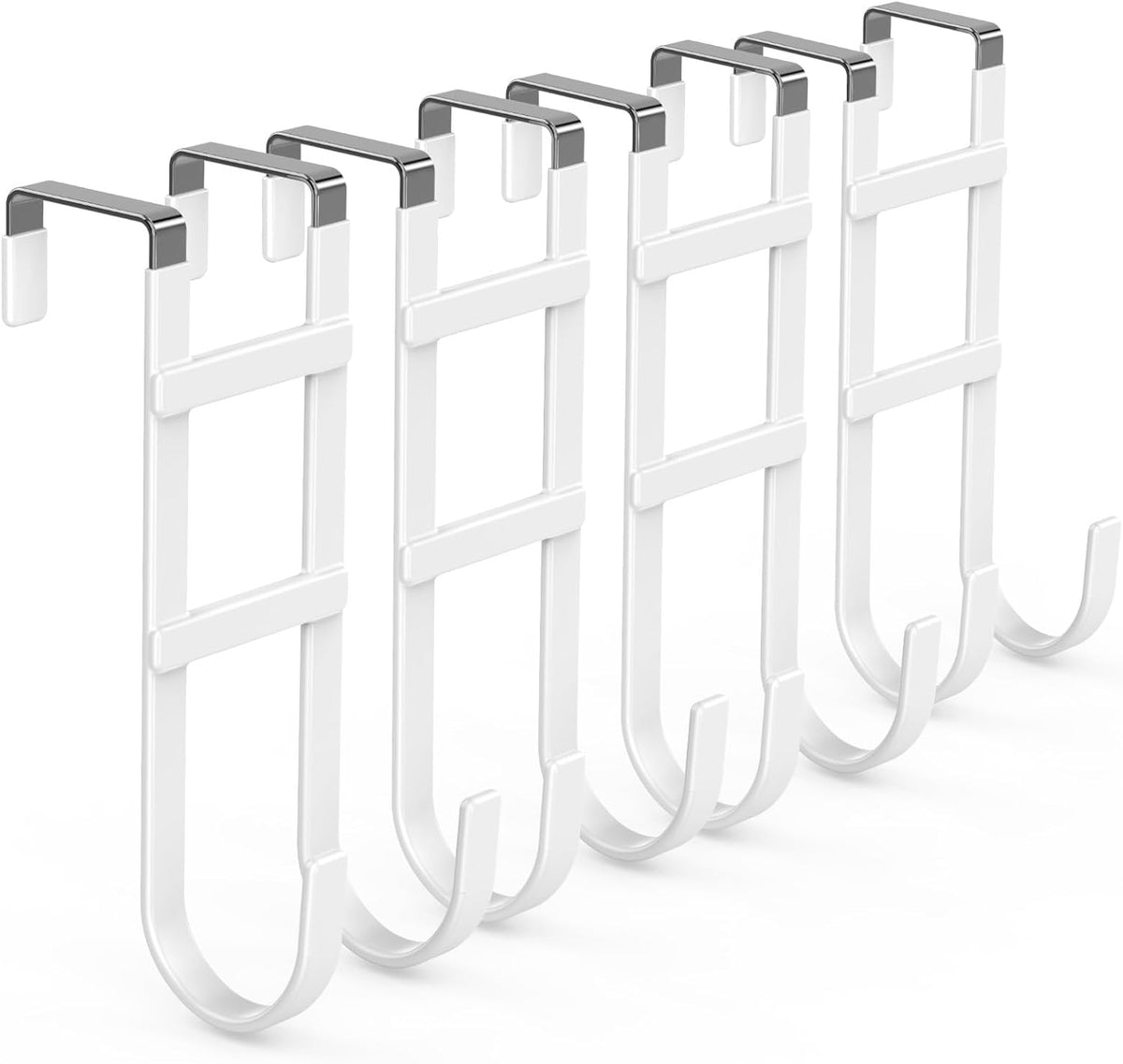 FYY Over The Door Hooks - 4 Pack Heavy Duty Dual-Hook Organizer Hanger with Non-Slip Rubber for