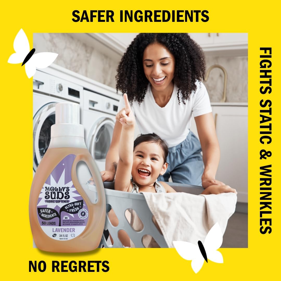 Molly’s Suds Fabric Softener Liquid for Sensitive Skin | Vinegar-Powered, Infused with Essential