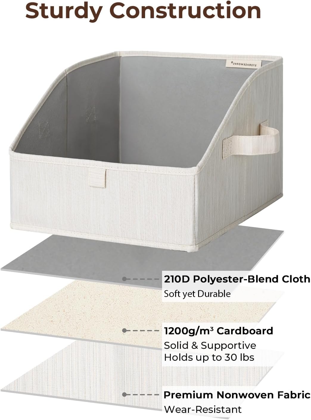StorageWorks Closet Storage Bins, Trapezoid Organizer Box for Shelves, Fabric Clothes Bin, Foldable